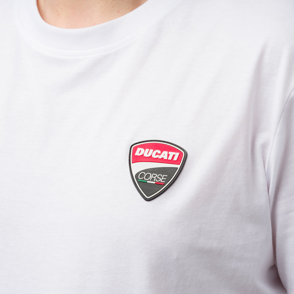 T-shirt da uomo bianca con logo in gomma Ducati Corse