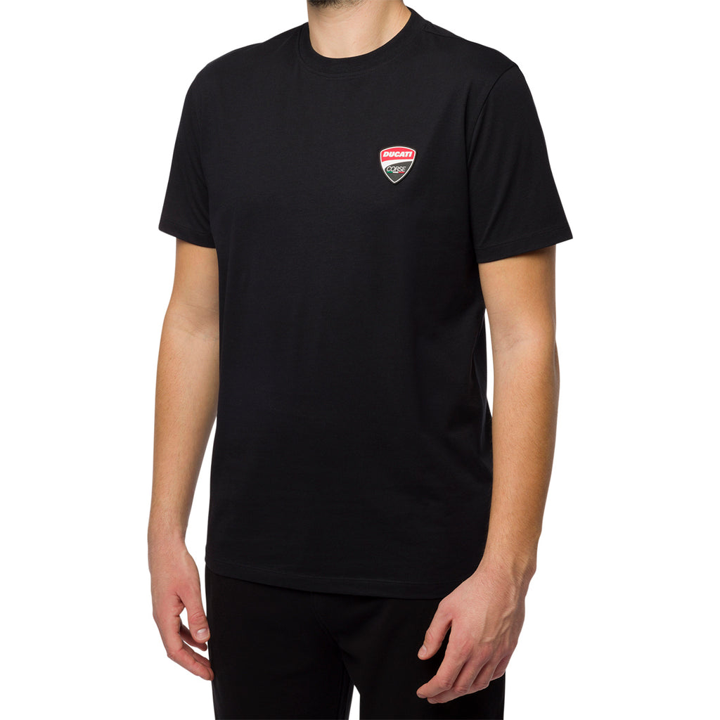 T-shirt da uomo nera con logo in gomma Ducati Corse