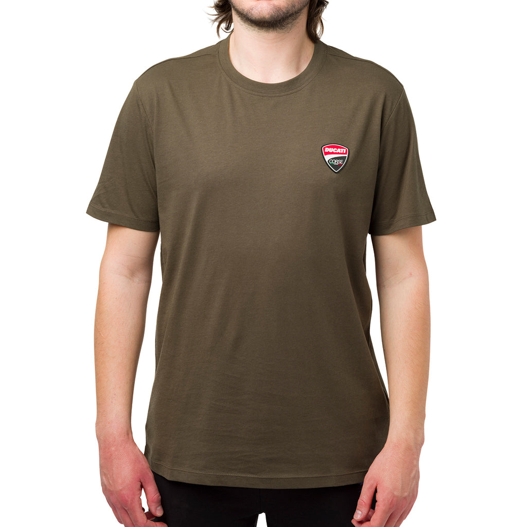 T-shirt da uomo verde militare con patch Ducati Corse