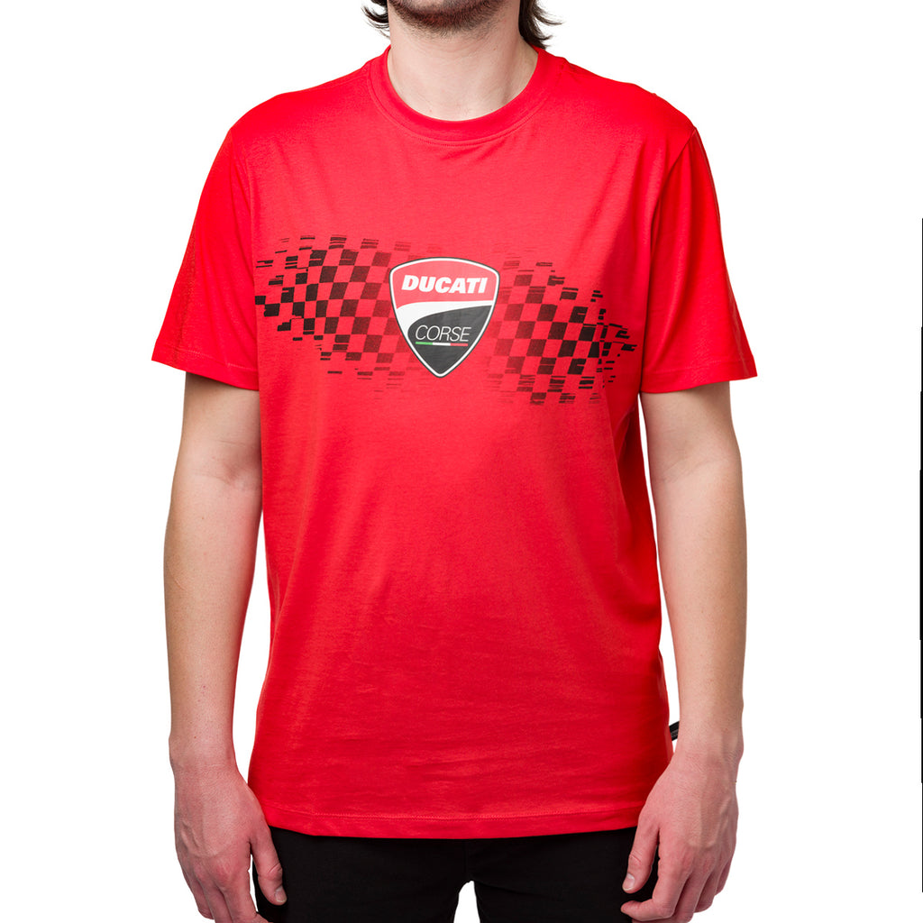 T-shirt da uomo rossa con logo frontale Ducati Corse