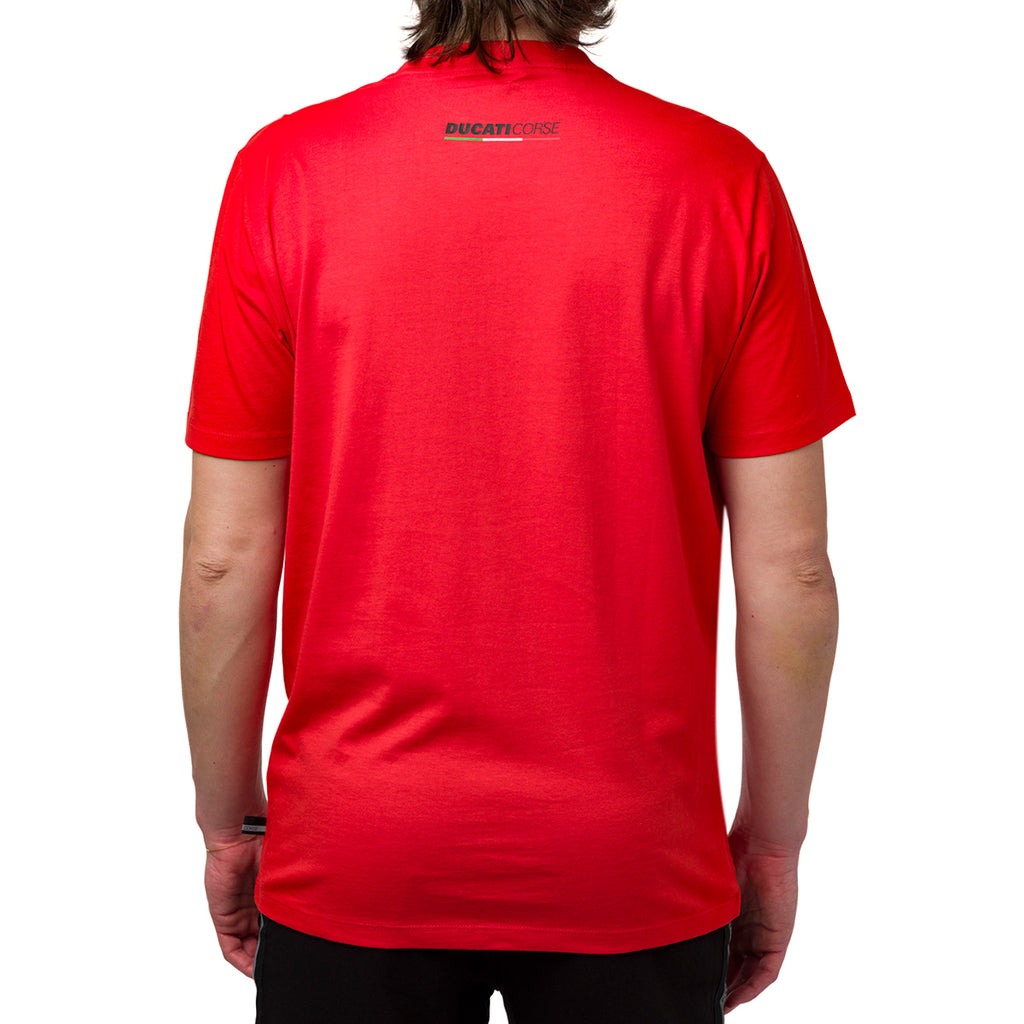 T-shirt da uomo rossa con logo frontale Ducati Corse