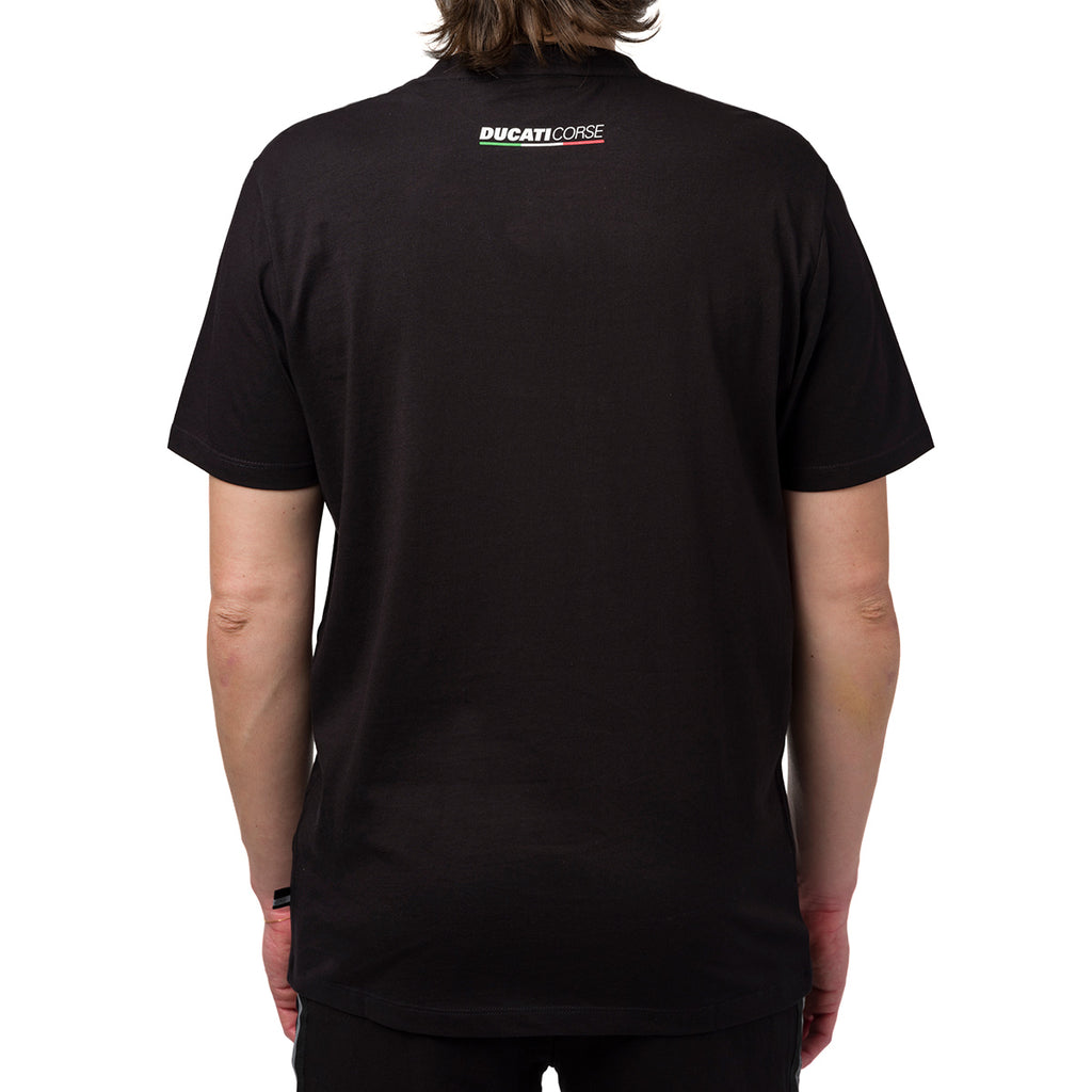 T-shirt nera da uomo con logo frontale Ducati Corse