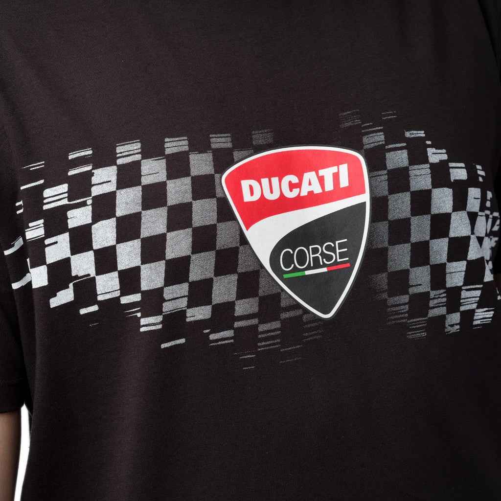 T-shirt nera da uomo con logo frontale Ducati Corse