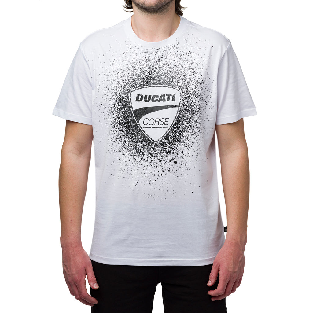 T-shirt bianca e nera da uomo con logo Ducati Corse