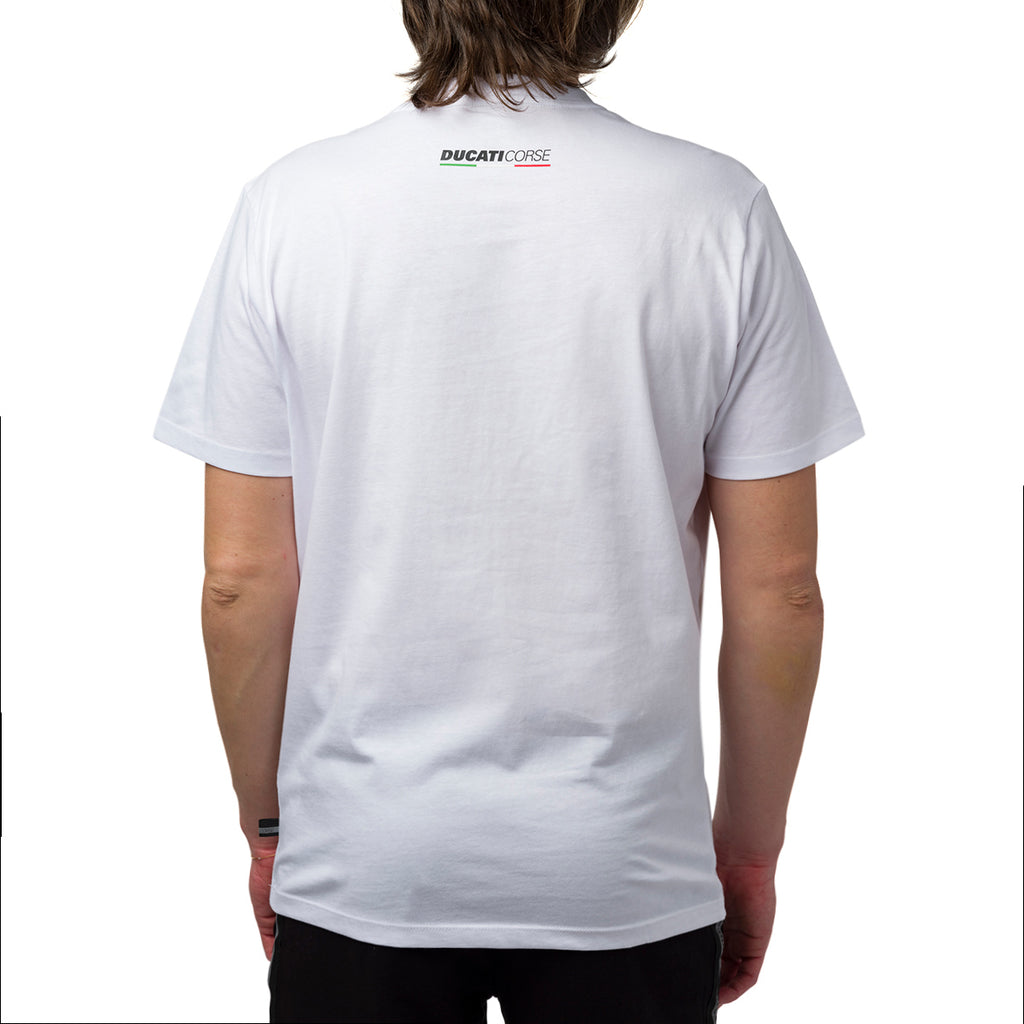 T-shirt bianca e nera da uomo con logo Ducati Corse