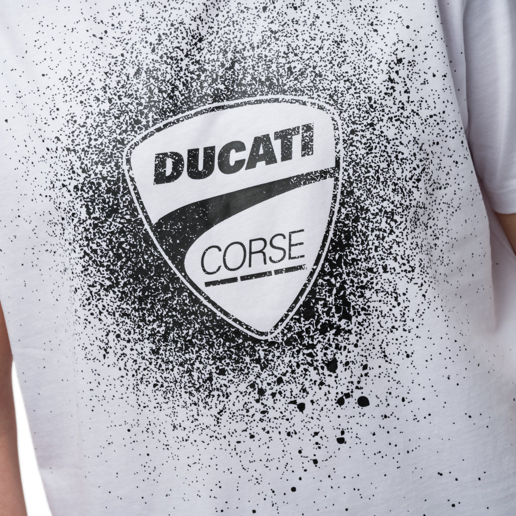 T-shirt bianca e nera da uomo con logo Ducati Corse