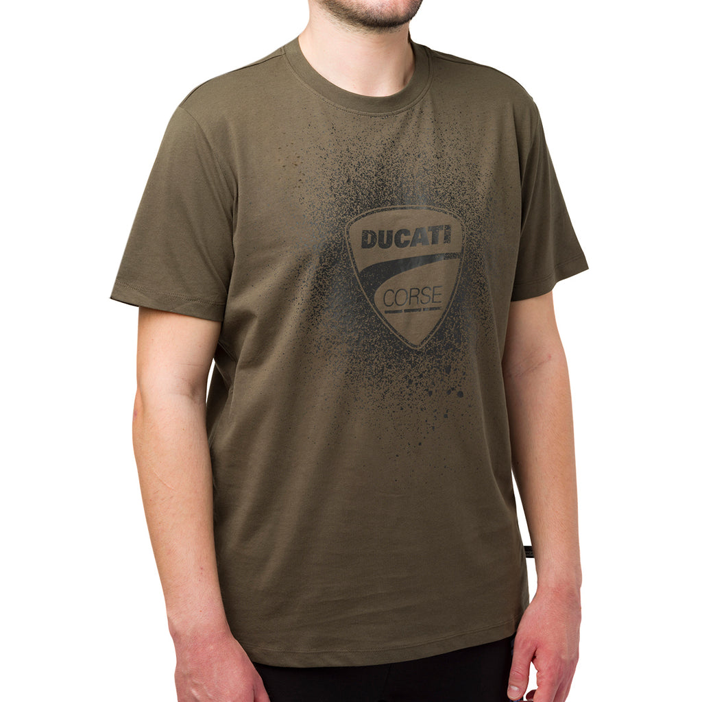 T-shirt da uomo verde militare con logo e stampa nera Ducati Corse