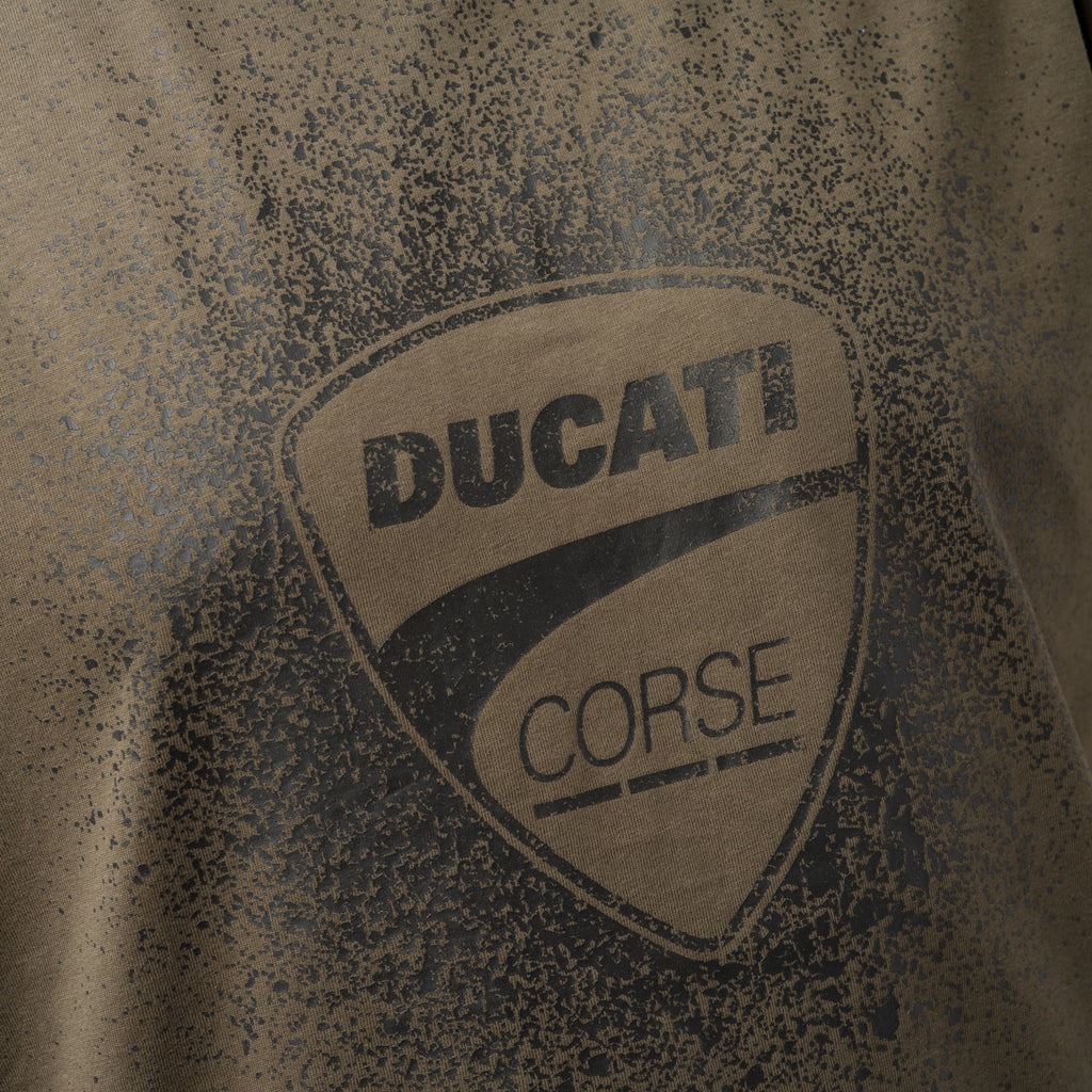 T-shirt da uomo verde militare con logo e stampa nera Ducati Corse