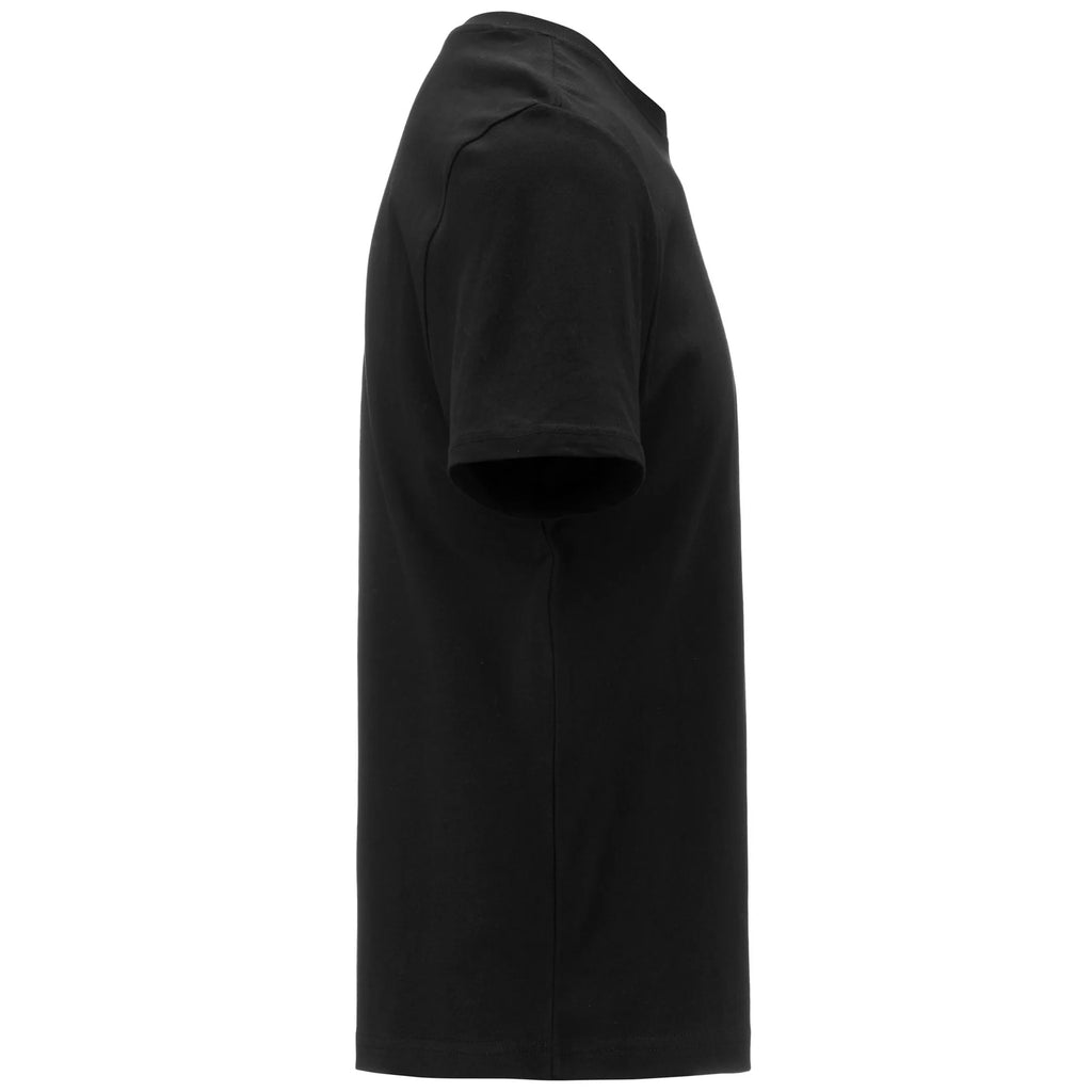 T-shirt nera da uomo con logo bianco Kappa Cafers