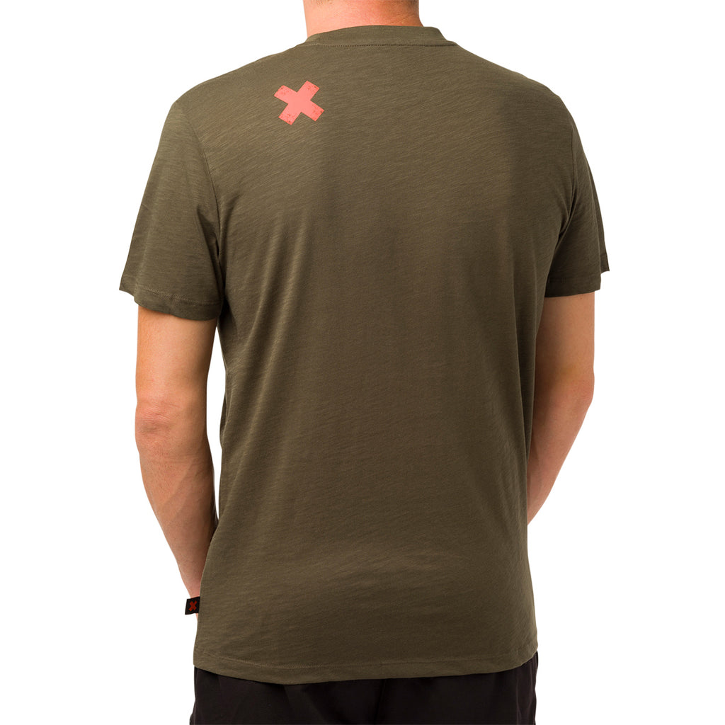 T-shirt da uomo verde militare con stampa nera frontale Ducati Scrambler