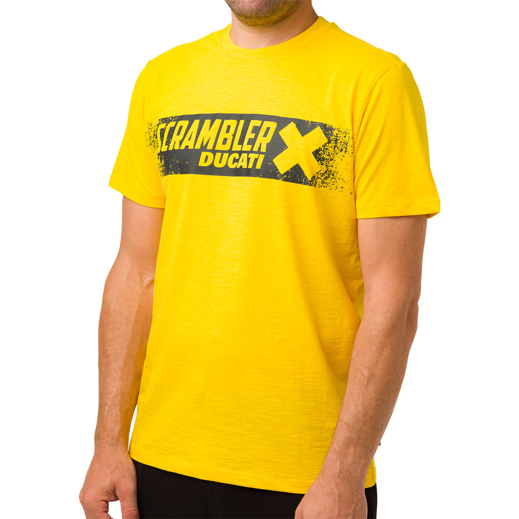 T-shirt gialla con logo da uomo Ducati Scrambler