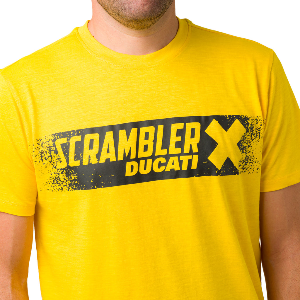 T-shirt gialla con logo da uomo Ducati Scrambler