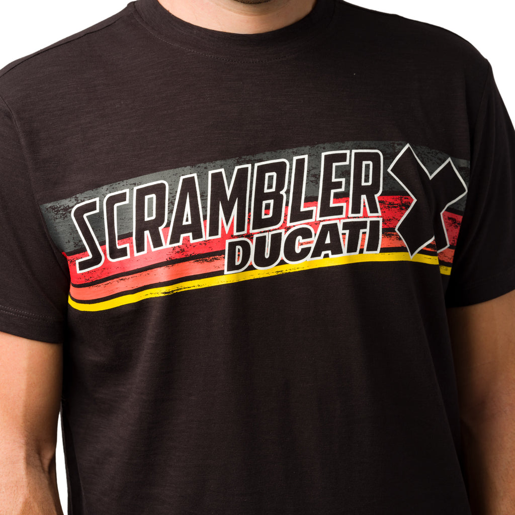 T-shirt da uomo nera con logo Ducati Scrambler