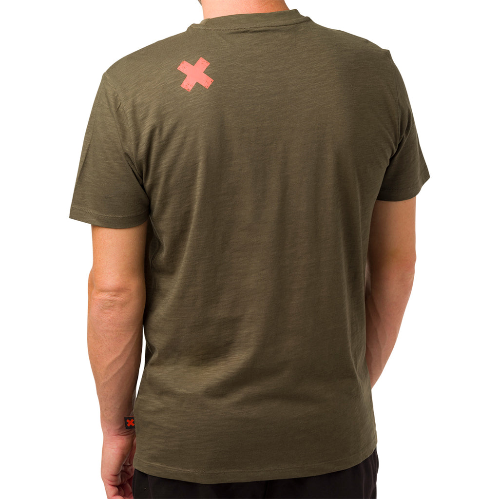 T-shirt verde militare con logo da uomo Ducati Scrambler