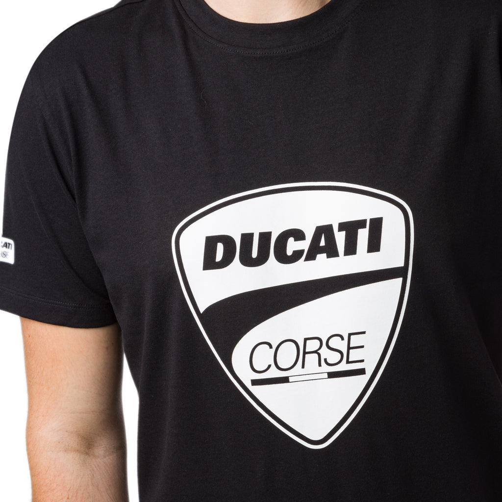 T-shirt uomo nera con logo Ducati Corse