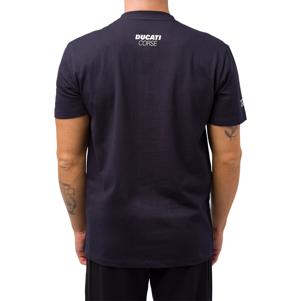 T-shirt uomo blu navy Ducati Corse con stampa