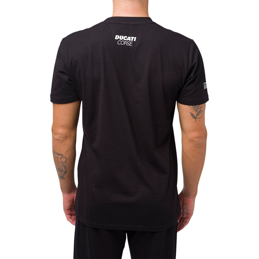 T-shirt uomo nera con logo gommato Ducati Corse