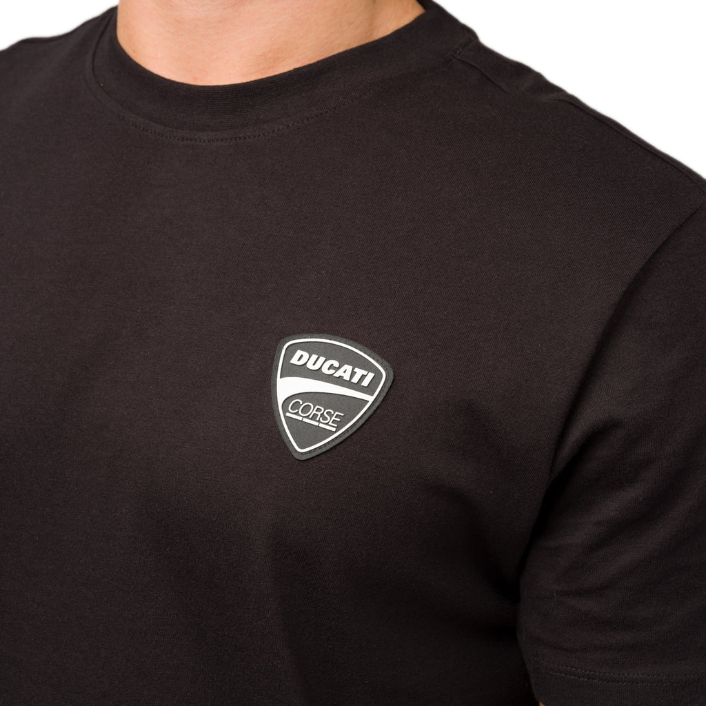 T-shirt uomo nera con logo gommato Ducati Corse