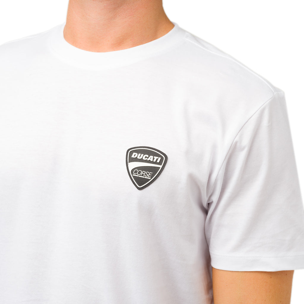 T-shirt bianca da uomo con logo Ducati Corse