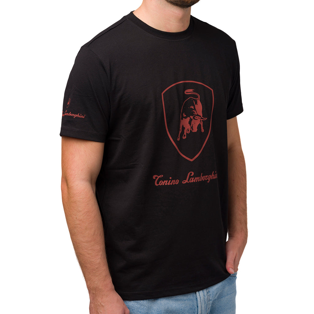 T-shirt nera da uomo con logo Tonino Lamborghini