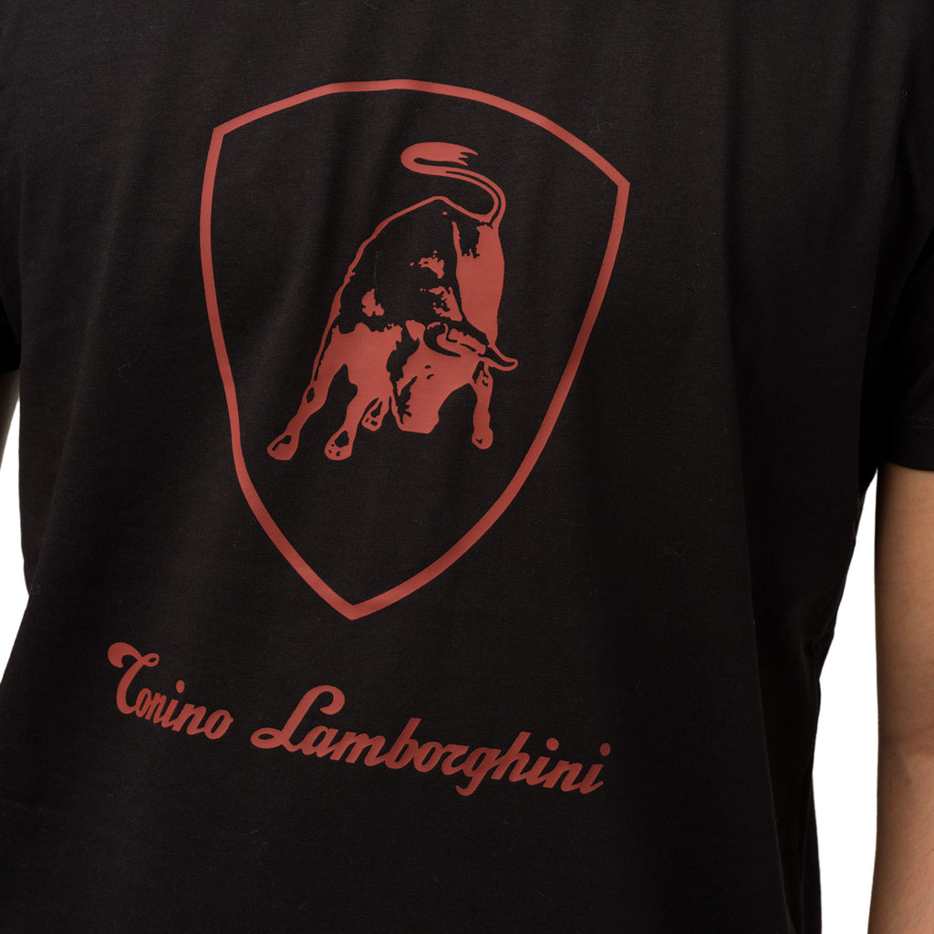 T-shirt nera da uomo con logo Tonino Lamborghini
