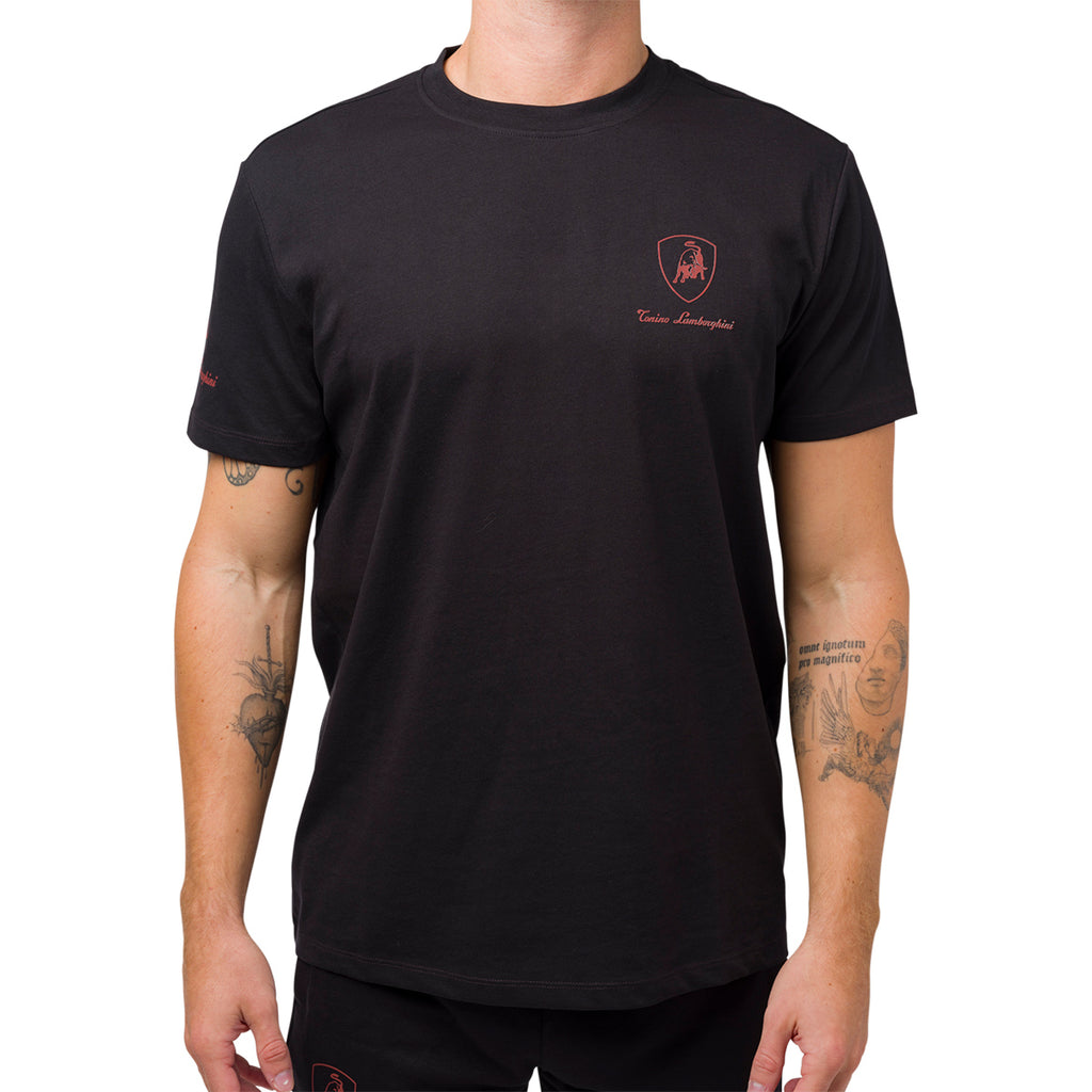 T-shirt nera da uomo con logo Tonino Lamborghini