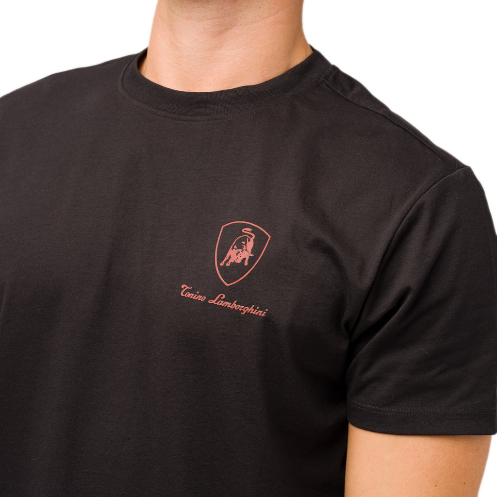 T-shirt nera da uomo con logo Tonino Lamborghini