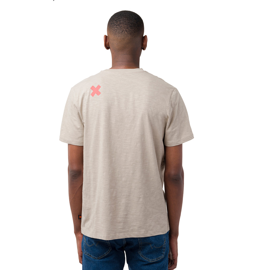 T-shirt girocollo beige da uomo con stampa frontale Ducati Scrambler