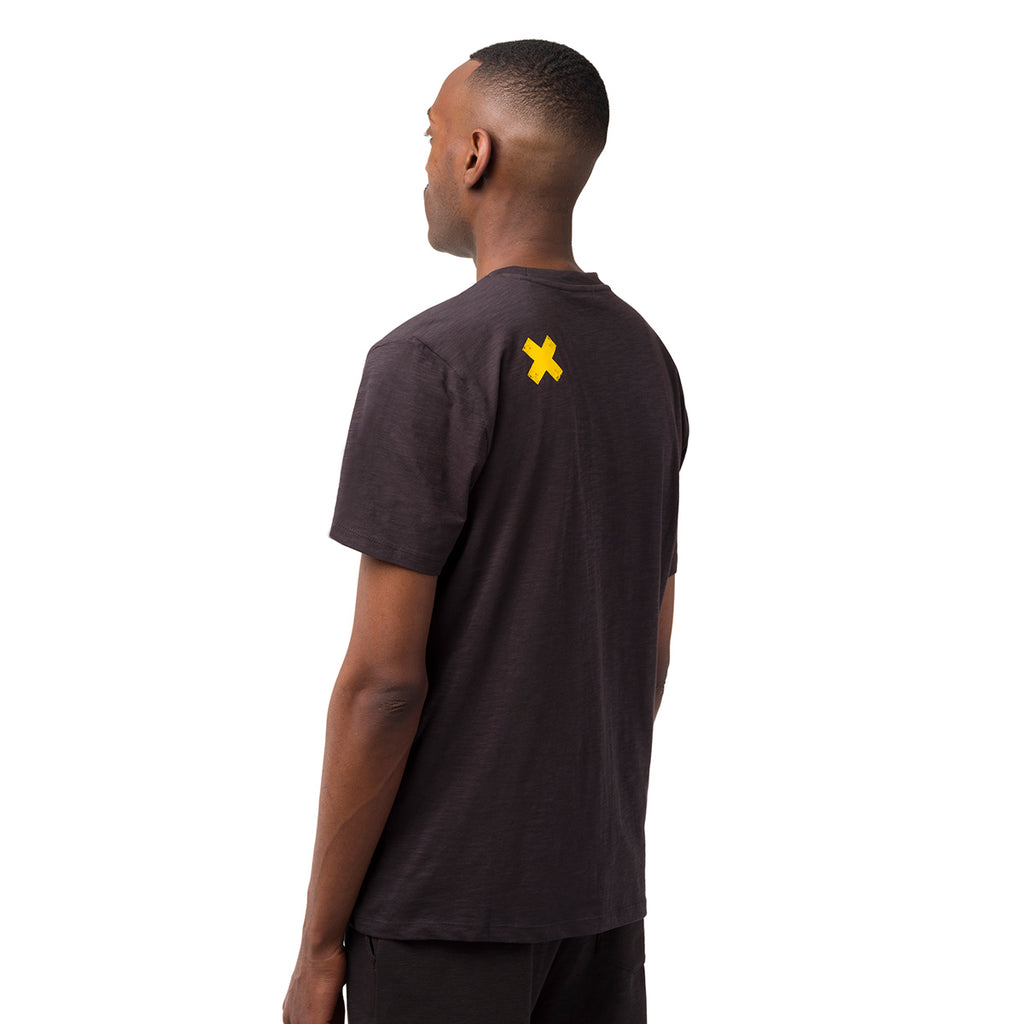 T-shirt da uomo nera con dettaglio stampa gialla Ducati Scrambler