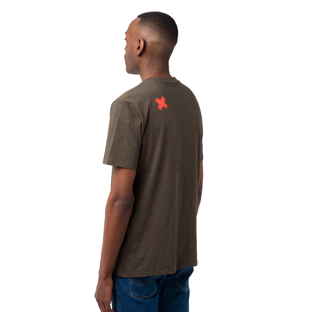 T-shirt da uomo verde militare con dettaglio stampa Ducati Scrambler