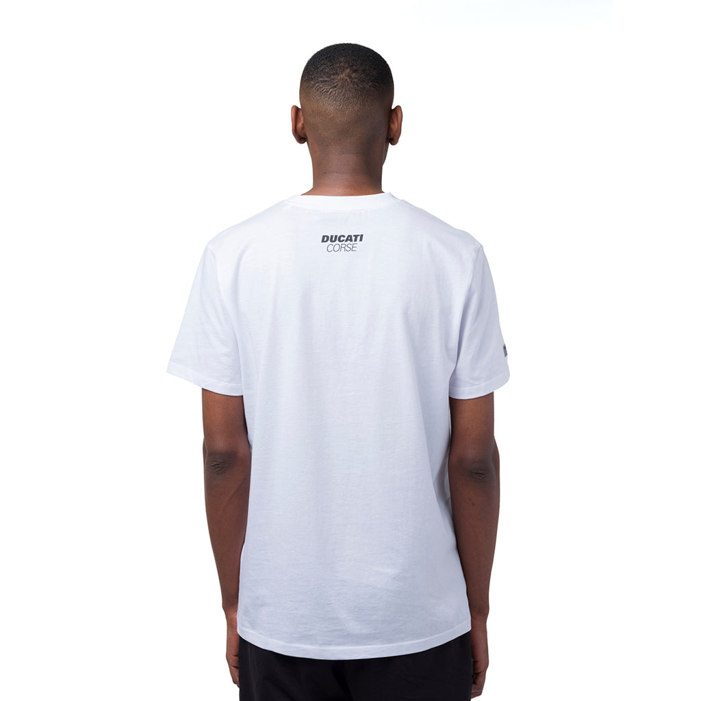 T-shirt da uomo bianca in cotone con logo Ducati Corse