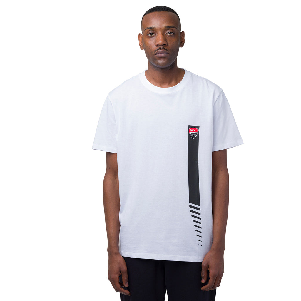 T-shirt da uomo bianca in cotone con logo Ducati Corse