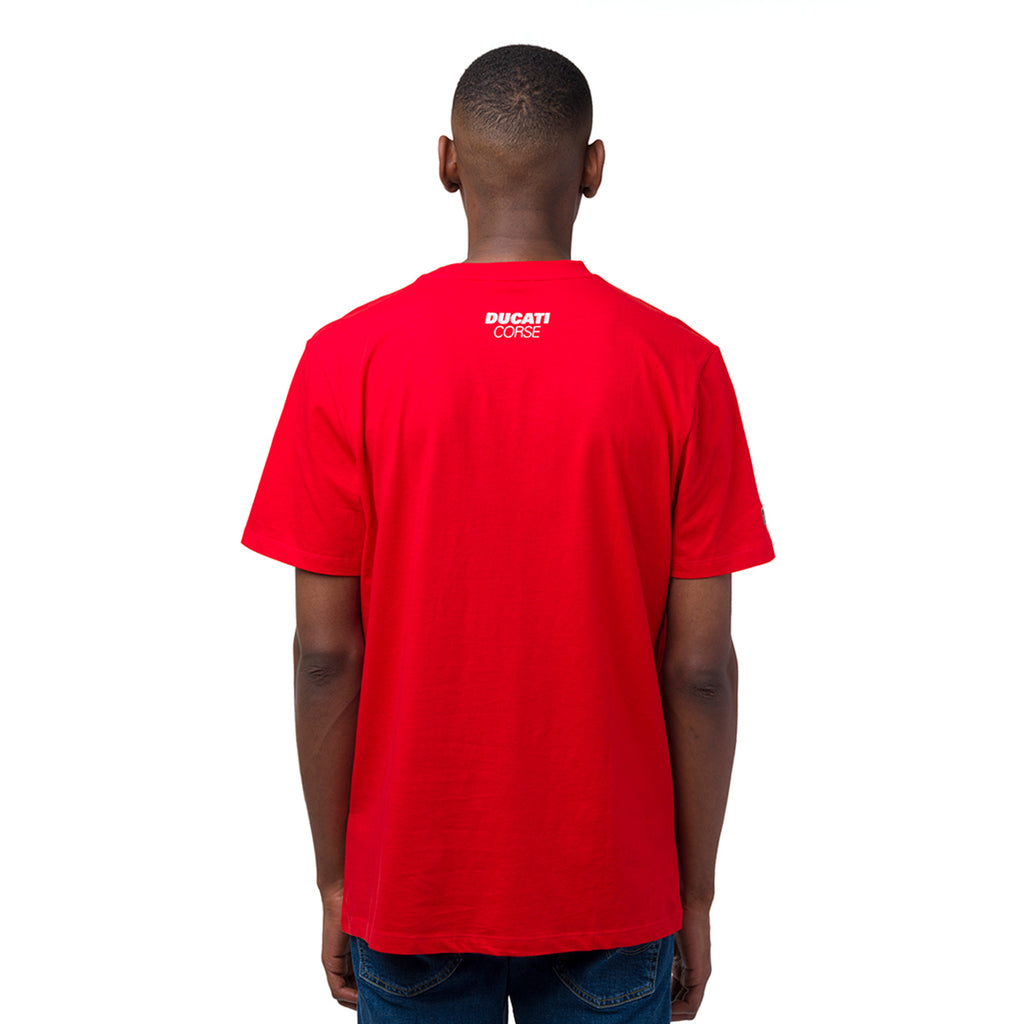 T-shirt da uomo rossa in cotone con logo Ducati Corse