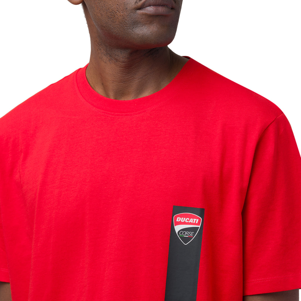 T-shirt da uomo rossa in cotone con logo Ducati Corse