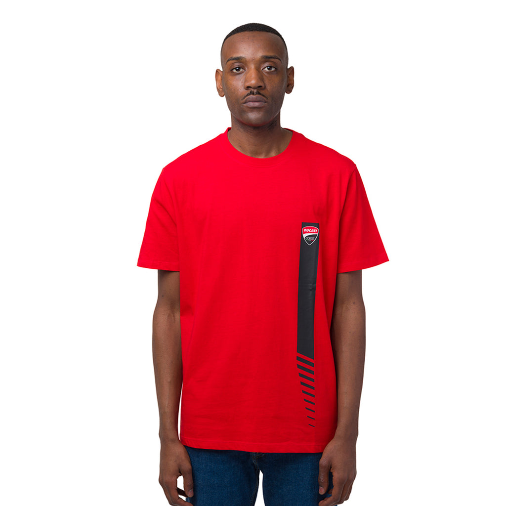 T-shirt da uomo rossa in cotone con logo Ducati Corse