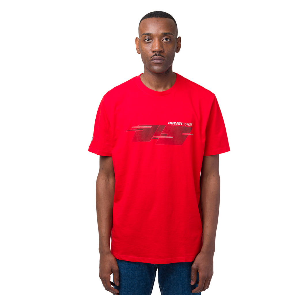 T-shirt da uomo rosso in cotone con logo e stampa Ducati Corse