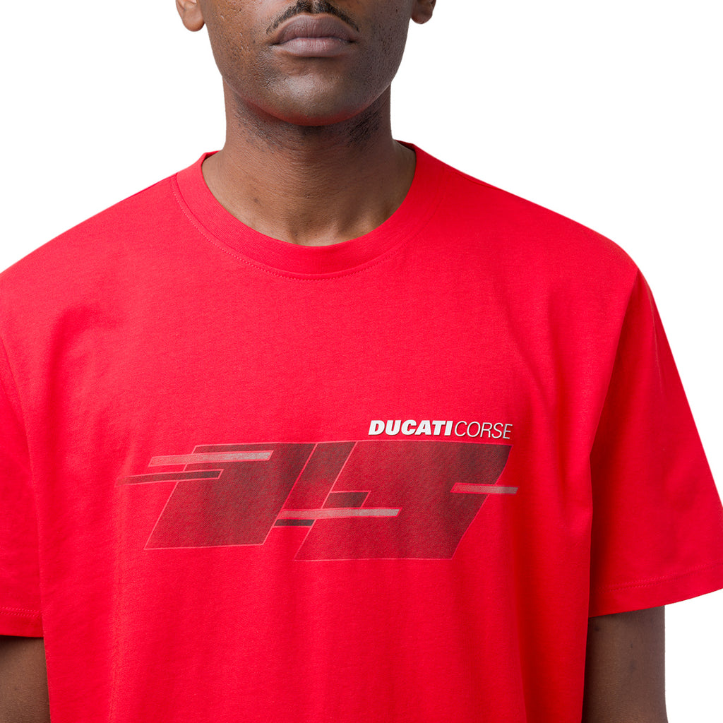 T-shirt da uomo rosso in cotone con logo e stampa Ducati Corse