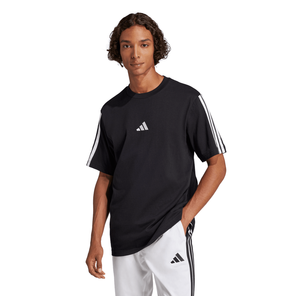 T-shirt nera da Uomo in cotone con logo adidas