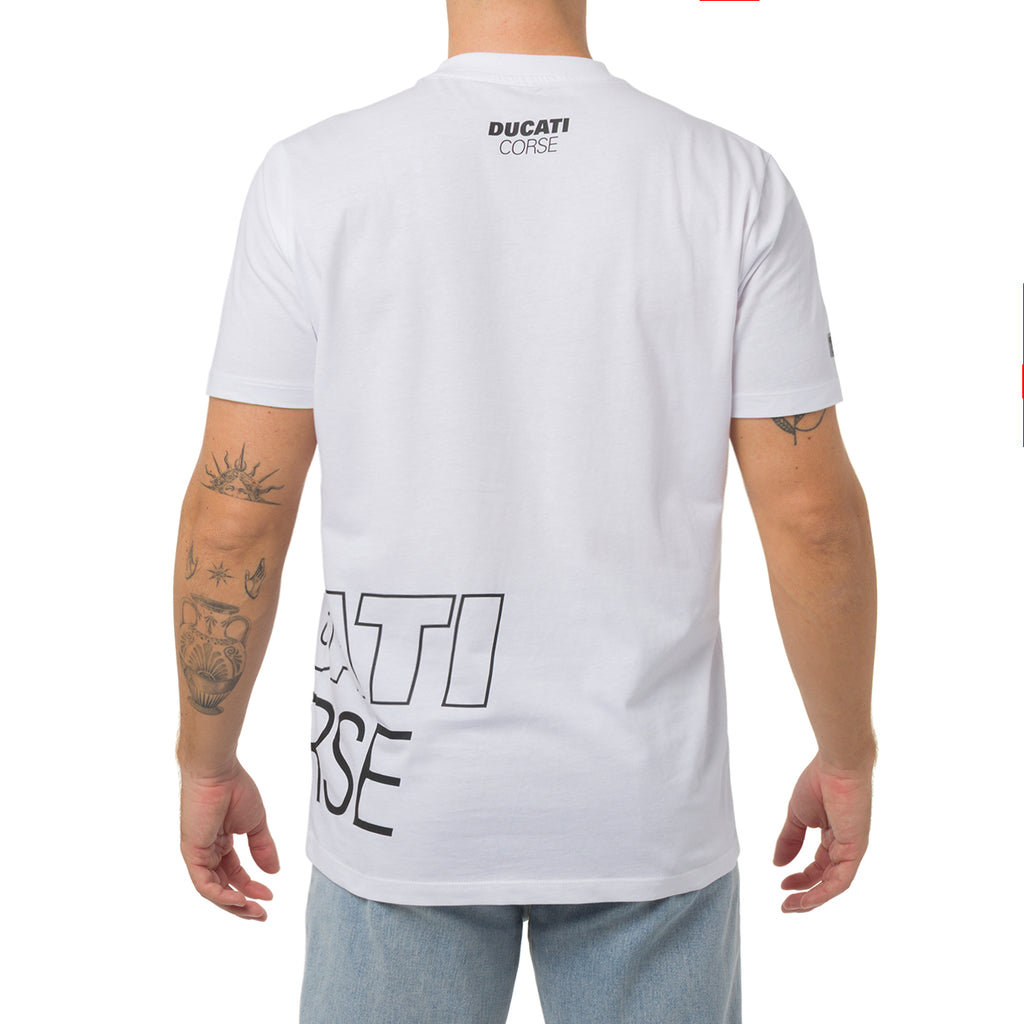 T-shirt bianca da Uomo con mega stampa Ducati Corse