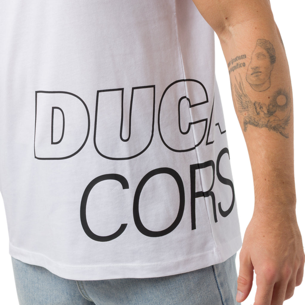 T-shirt bianca da Uomo con mega stampa Ducati Corse