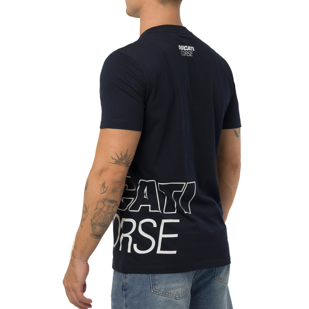T-shirt blu da Uomo con mega stampa Ducati Corse