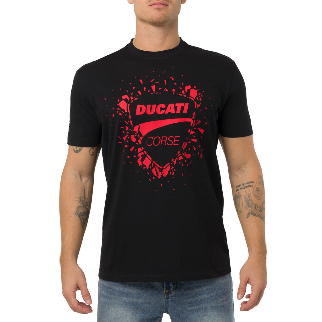 T-shirt nera in cotone da Uomo con stampa Ducati Corse