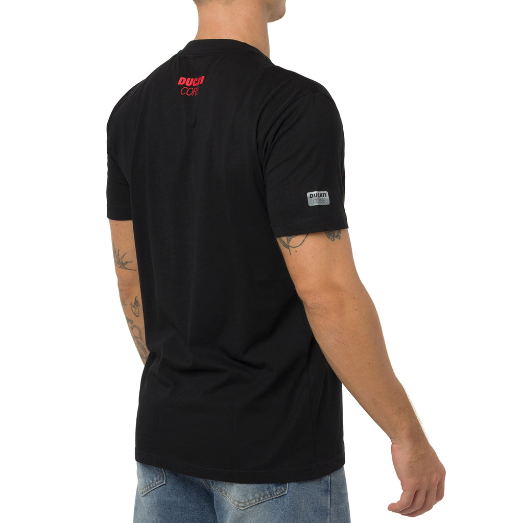 T-shirt nera in cotone da Uomo con stampa Ducati Corse