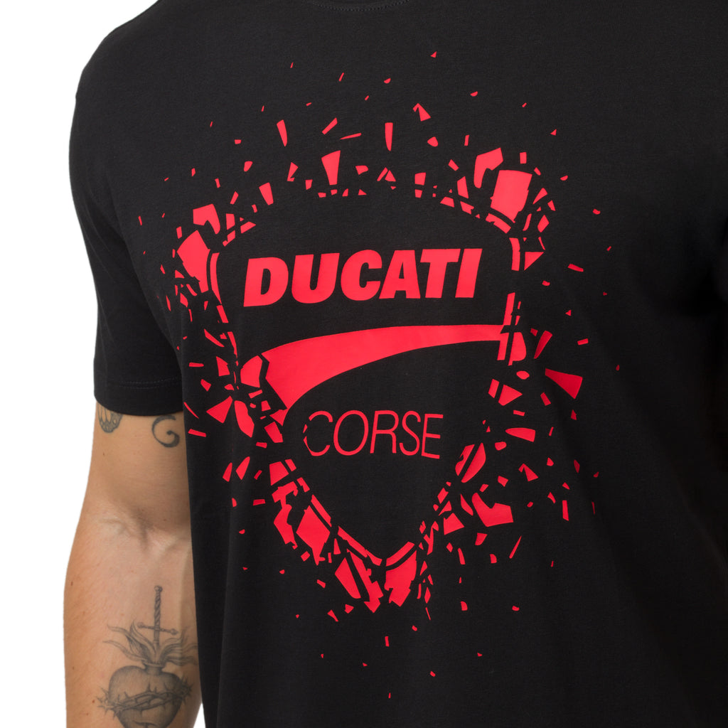 T-shirt nera in cotone da Uomo con stampa Ducati Corse