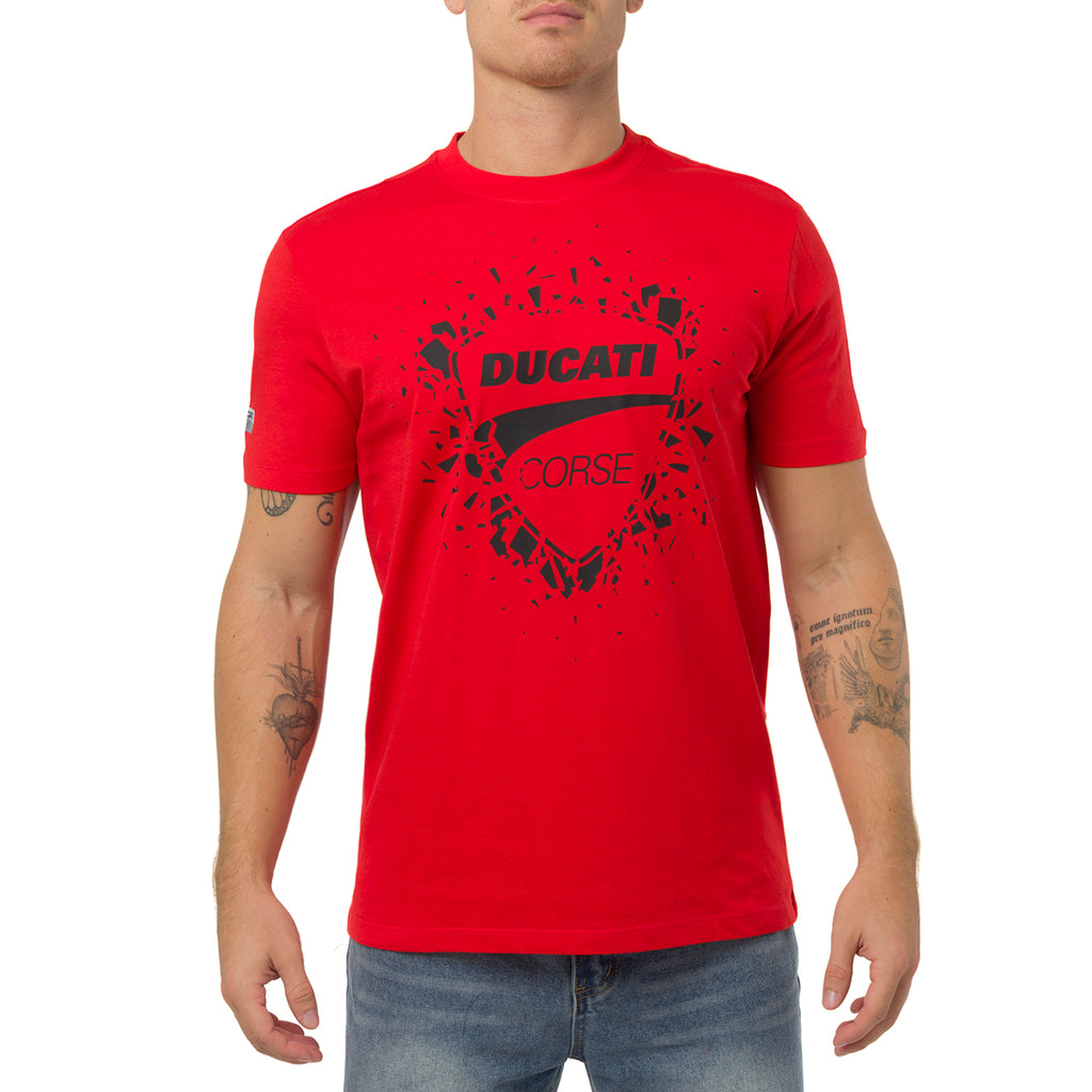 T-shirt rossa in cotone da Uomo con stampa Ducati Corse