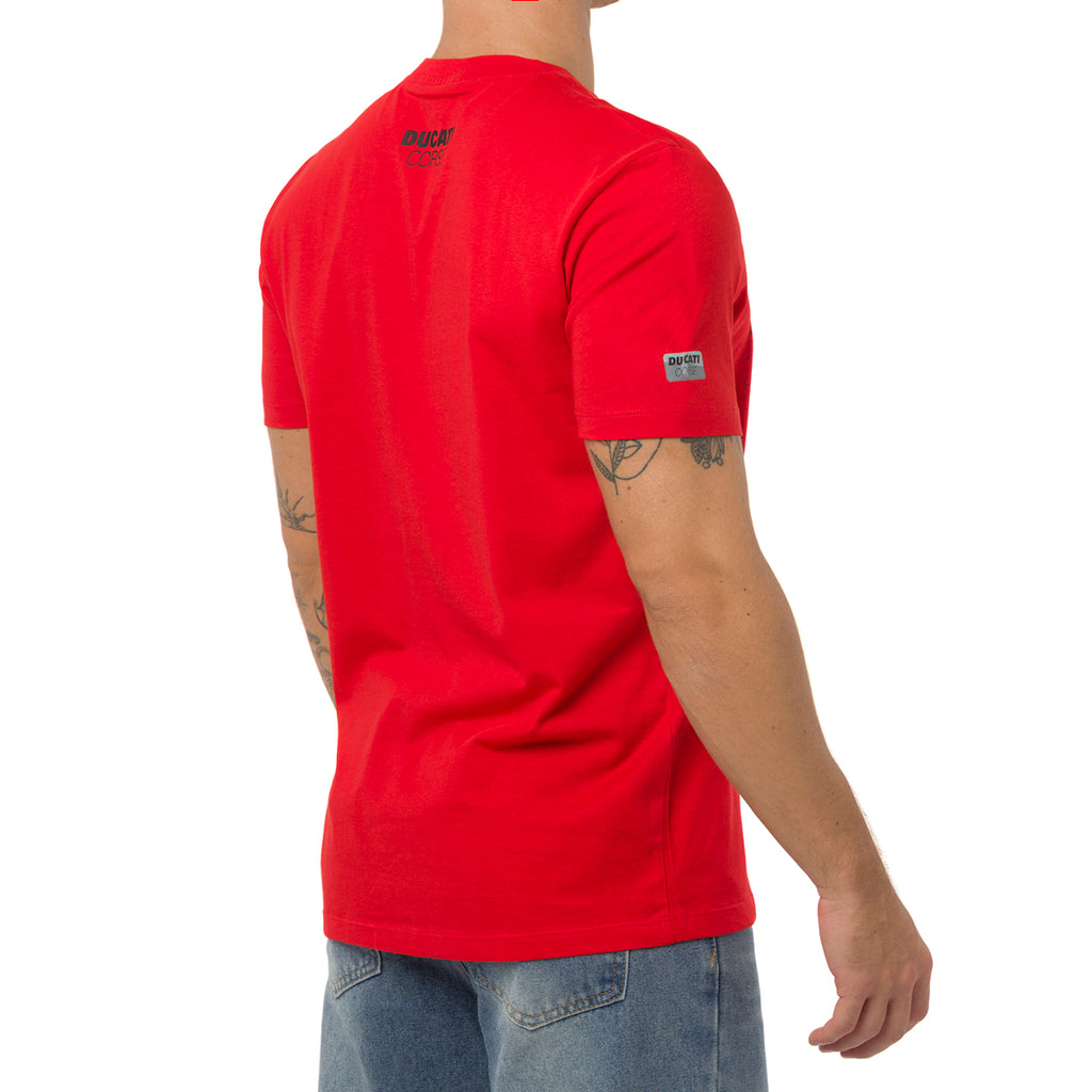 T-shirt rossa in cotone da Uomo con stampa Ducati Corse