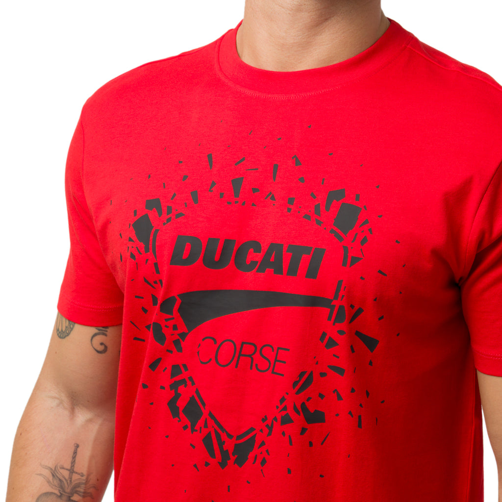 T-shirt rossa in cotone da Uomo con stampa Ducati Corse