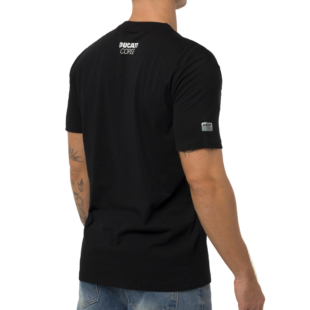 T-shirt nera in cotone da Uomo con stampa Ducati Corse