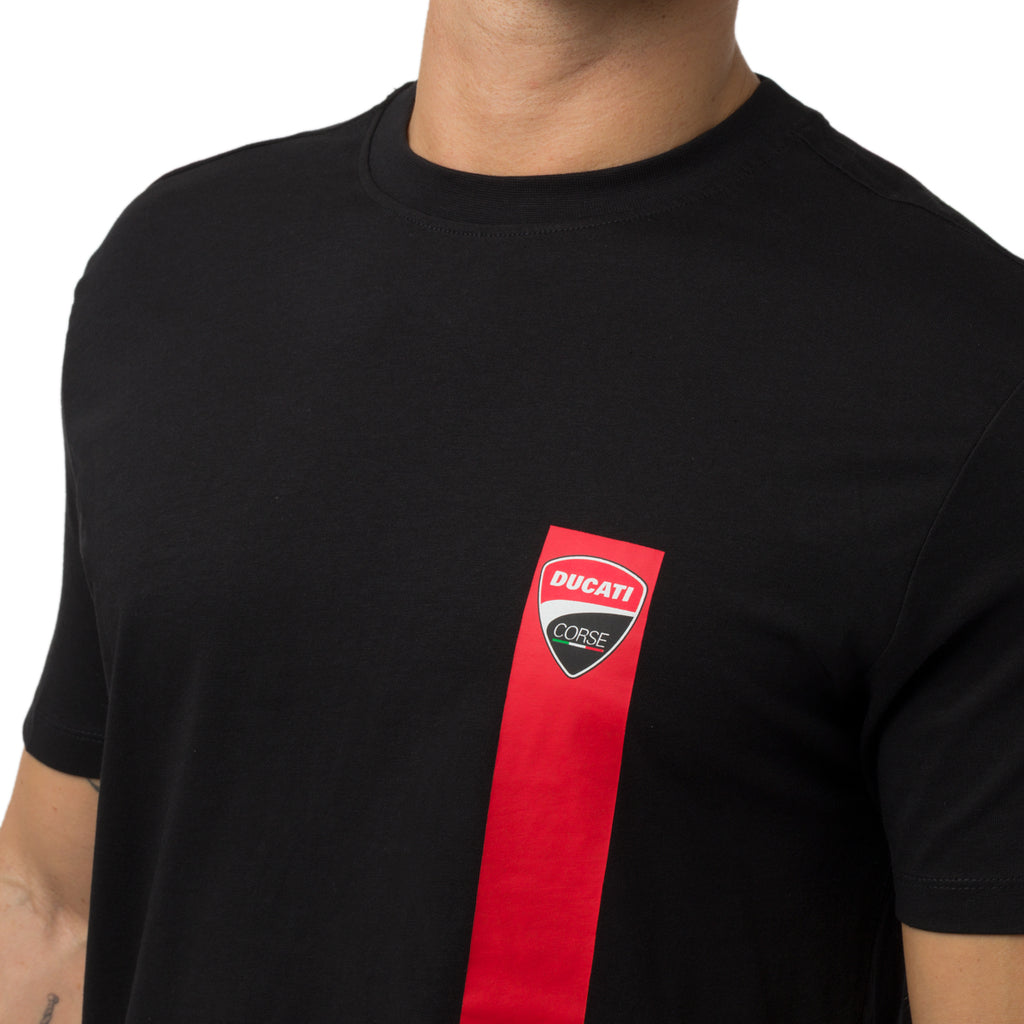 T-shirt nera in cotone da Uomo con stampa Ducati Corse