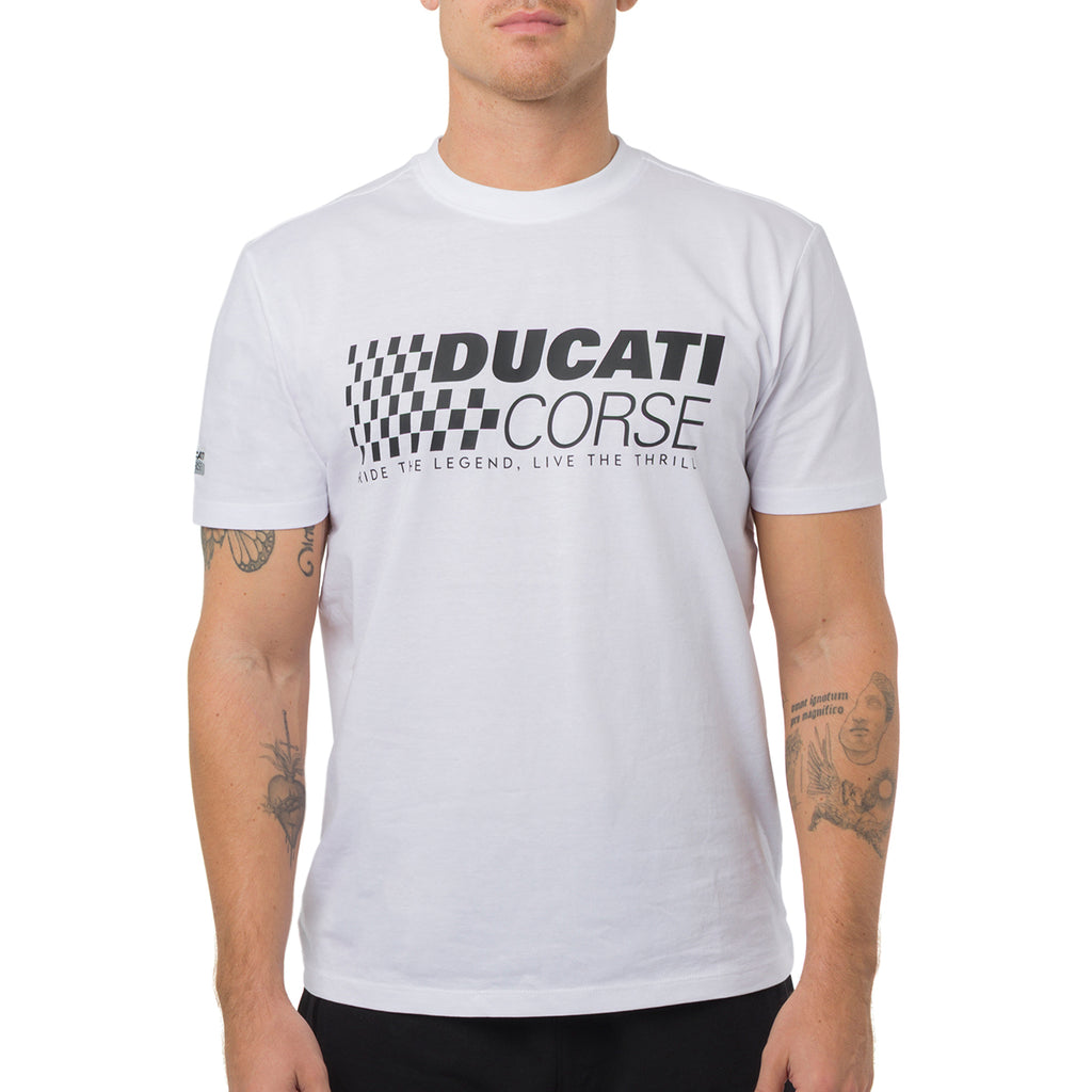 T-shirt bianca in cotone da Uomo con stampa Ducati Corse